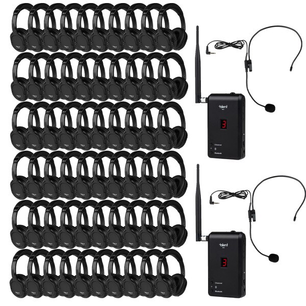 Main product image for Talent Noir Premium Wireless Group Listening Headphone 60 Pack with 2 Portable Transmitters